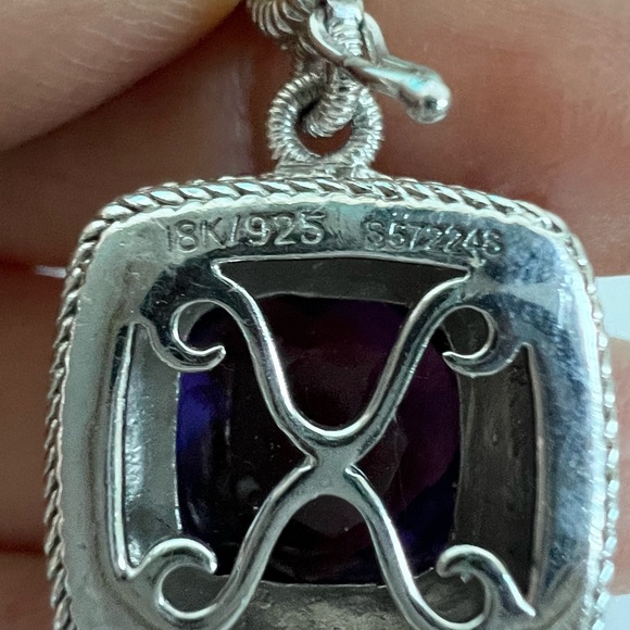🔴Authentic Gabriel & Co Large Amethyst Sterling Silver & 14k Gold Pendent 🔴 - Picture 4 of 6